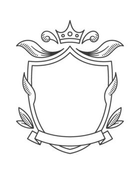 Shield border linear design element vector