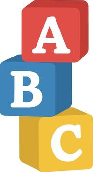 Flat Simple Stacked A B C Blocks Colorful Toy Illustration vector