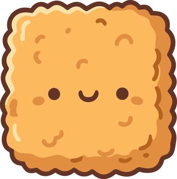 Cute Cartoon Style Square Cracker with Smiling Face Illustration Element vector
