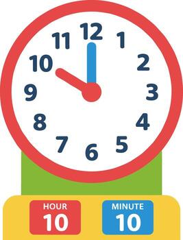 Flat Graphic Educational Clock Showing Time and Minute Learning Tool vector