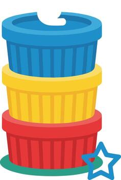 Minimalist Flat Illustration of Stackable Storage Container Organization Item vector