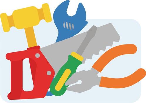 Flat Design Various Carpentry Hand Tools Set Illustration Graphic Element vector