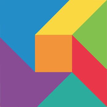 Geometric Colorful Tangram Puzzle Game Square Design Element Illustration vector
