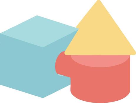 Flat Geometric Toy Block Composition with Cylinder, Cube and Triangle vector