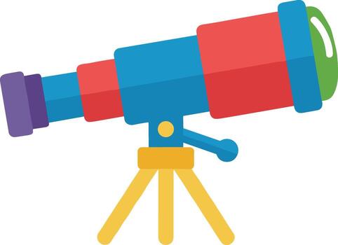 Flat Style Detailed Telescope On Tripod For Observing Celestial Objects Astronomy vector