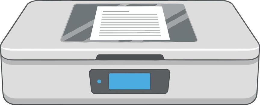 sencillo plano ilustración de oficina escáner máquina con documento en parte superior vector