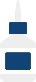 Flat Design Glue Bottle Adhesive Container with Blue Label Element vector