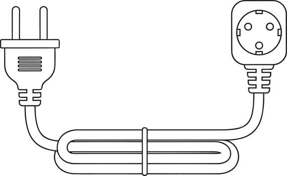 Minimalist Outline Electrical Plug And Socket Connection Line Art Illustration vector