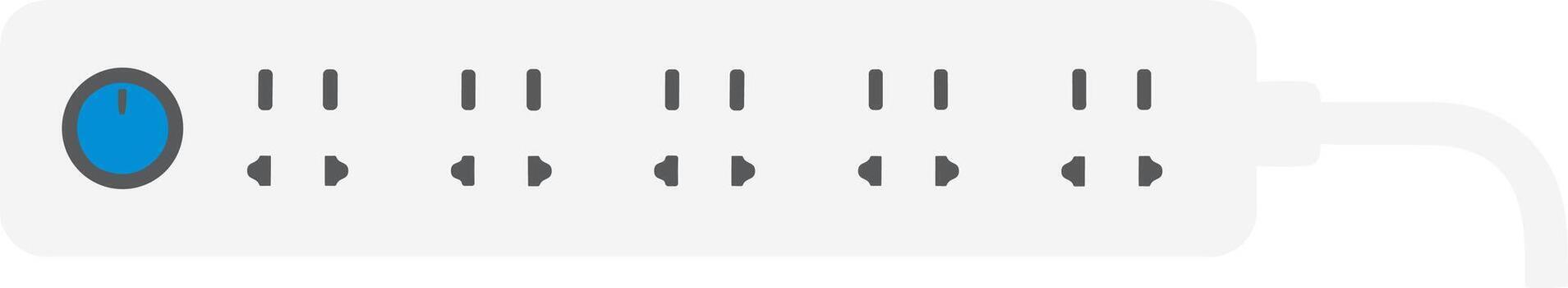 Flat Design Power Strip with Surge Protector and Multiple Outlets Illustration vector