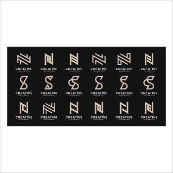 Abstract Geometric Pattern Displaying Multiple Logo Designs on Dark Background vector