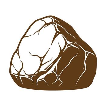 Simple brown stone graphic illustrating natural rock texture in vintage art style vector