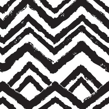 Black And White Brush Stroke Zigzag Pattern Seamless Background abstract vector