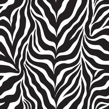 Wild Zebra Pattern Seamless Background in Monochrome vector