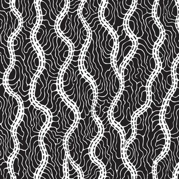 Black and White Abstract Wavy Line Pattern with Dashed Lines wavy lines vector