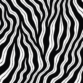 Black and white wavy stripe pattern resembling zebra print stripes vector