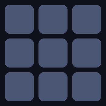 minimalista 3x3 cuadrícula de redondeado cuadrado losas en negro fondo, Perfecto para ui diseño, aplicación disposición, juego interfaz, o digital tablero con limpiar moderno estilo. vector