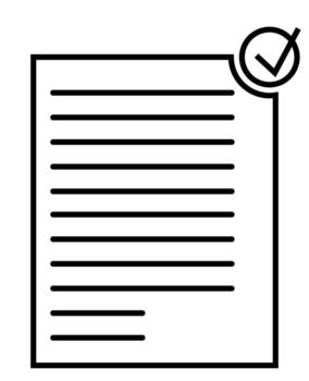 mínimo documento icono con horizontal líneas y parte superior Derecha marca de verificación estampilla, ideal para temas de aprobación, tarea terminación, legal forma, flujo de trabajo, y negocio proceso. vector
