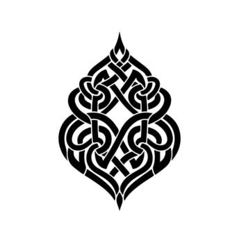 A symmetrical black design on white featuring interwoven, looped, and sharp-ended lines vector