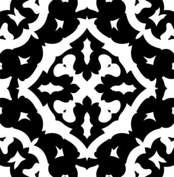 Symmetrical black and white design with repeating leaf-like patterns vector
