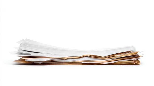 stack of documents on white background photo
