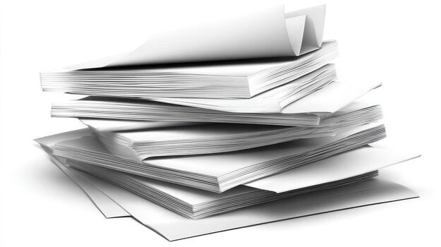 stack of paper on white background photo