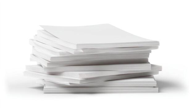 stack of white paper on white background photo