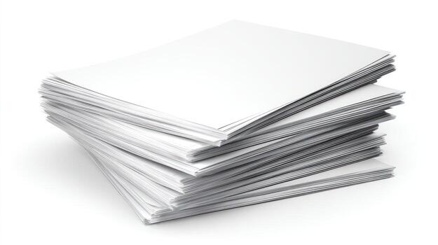 Stack of white papers isolated on white background photo