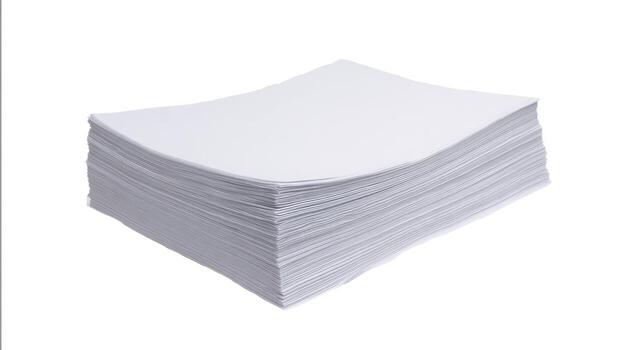 Stack of white paper isolated on white background photo