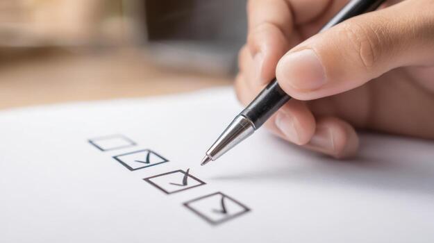 hand writing check list on paper photo