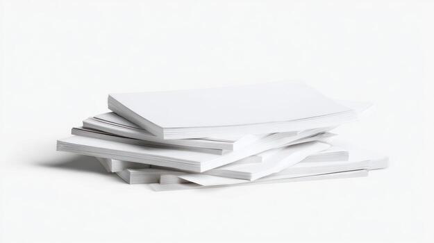 Stack of white paper sheets on a white background photo