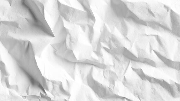 Close up white crumpled paper texture background photo