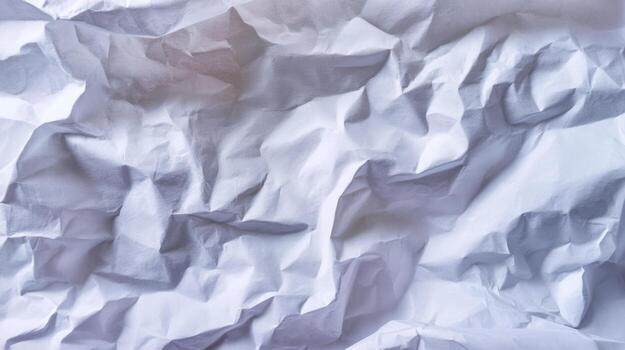 Close up shot of crumpled white paper texture background photo