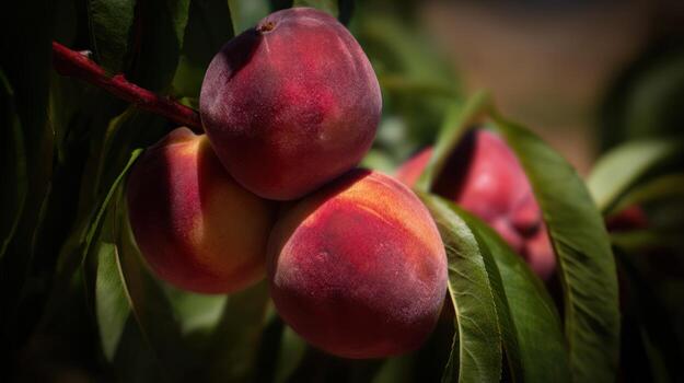 duraznos en un árbol foto