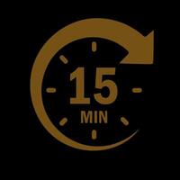 Fifteen minute countdown timer animation with rotating arrow for time management tasks and scheduling video