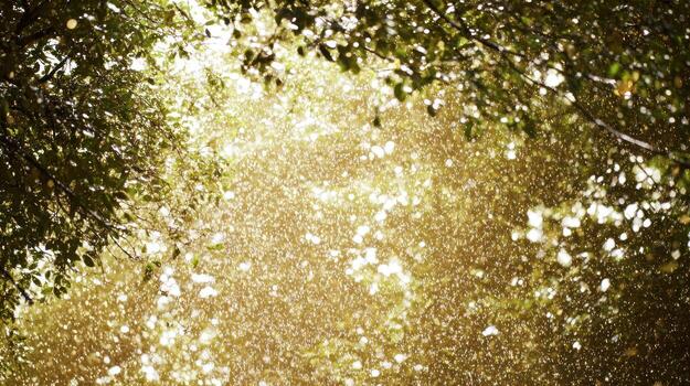 Sunlight filtering through tree canopy leaves abstract photo