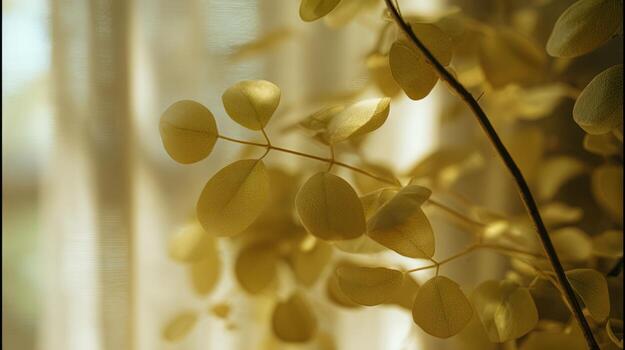 Close up shot of leaves in soft sunlight photo