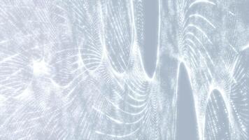 abstrakt vit digital vågor tillverkad av lysande partiklar strömmande i slät rörelse. trogen bakgrund för teknologi, data visualisering, vetenskap, innovation, och modern kreativ design begrepp. video