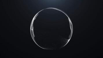 abstrakt lysande vit energi ringa med gnistrande ljus partiklar på en mörk blå bakgrund. trogen cirkel ram, digital portal eller sci-fi gränssnitt design för modern visuella och teknologi projec video