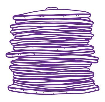 Stack of purple pancakes with a simple hand drawn style on a white background vector