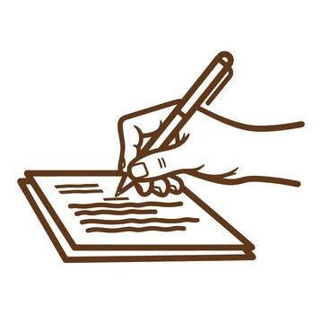 A hand writing with a pen on paper illustrating documentation and creative concepts vector