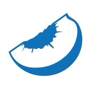 Abstract blue ink splatter on a slice shape design isolated on white background vector