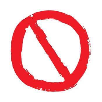 prohibition ink Hand drawn prohibition sign No entry symbol Red circle with cross line clipart in doodle style Ban Restriction Forbidden stop Single element for print, web, design vector