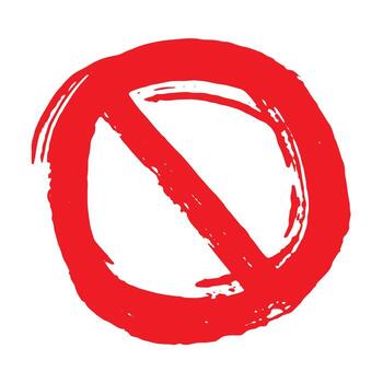 Hand drawn prohibition sign No entry symbol Red circle with cross line clipart in doodle style Ban Restriction Forbidden stop Single element for print, web, design prohibition doodle vector