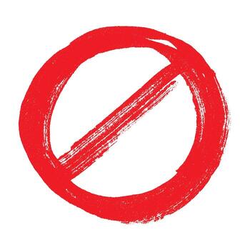 Hand drawn prohibition sign No entry symbol Red circle with cross line clipart in doodle style Ban Restriction Forbidden stop Single element for print, web, design prohibition ink vector
