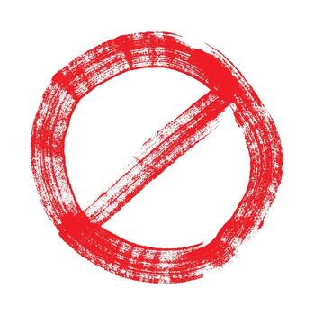 Hand drawn prohibition sign No entry symbol Red circle with cross line clipart in doodle style Ban Restriction Forbidden stop Single element for print, web, design prohibition circle vector