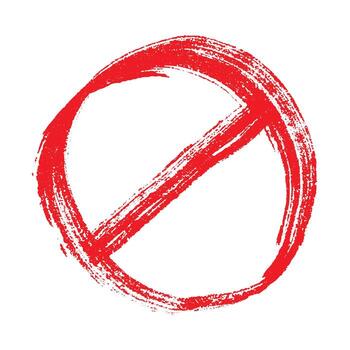 Hand drawn prohibition sign No entry symbol Red circle with cross line clipart in doodle style Ban Restriction Forbidden stop Single element for print, web, design prohibition attention vector