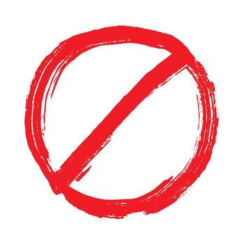 Hand drawn prohibition sign No entry symbol Red circle with cross line clipart in doodle style Ban Restriction Forbidden stop Single element for print, web, design prohibition safety vector