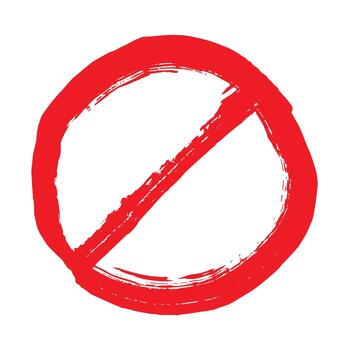 prohibition road Hand drawn prohibition sign No entry symbol Red circle with cross line clipart in doodle style Ban Restriction Forbidden stop Single element for print, web, design vector