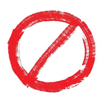 Hand drawn prohibition sign No entry symbol Red circle with cross line clipart in doodle style Ban Restriction Forbidden stop Single element for print, web, design prohibition caution vector