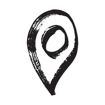 Hand drawn map pin Map marker pointer sign GPS and mapping tools Location pin symbol Pinpoint clipart in doodle style Single element for web, design destination vector